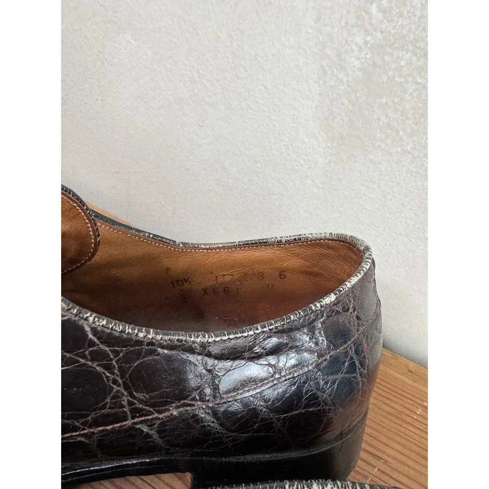 Vintage Edwin Clapp Genuine Alligator Split Toe Derby Shoes Mens 10.5 B Brown